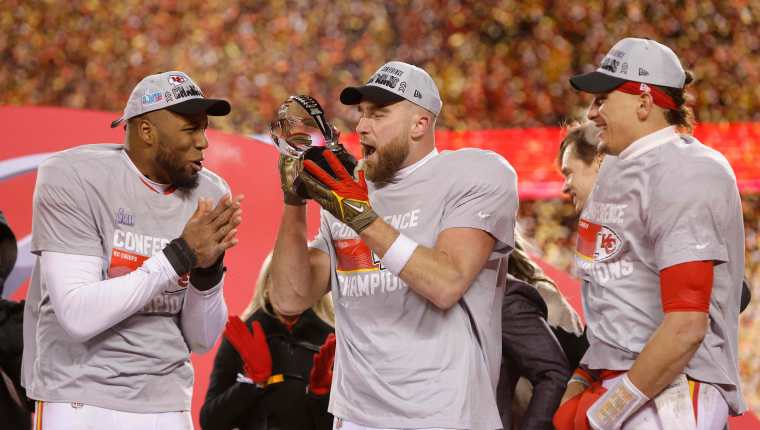 Kansas City celebra ganar la Conferencia Americana de la NFL. Foto Prensa Libre (EFE) 