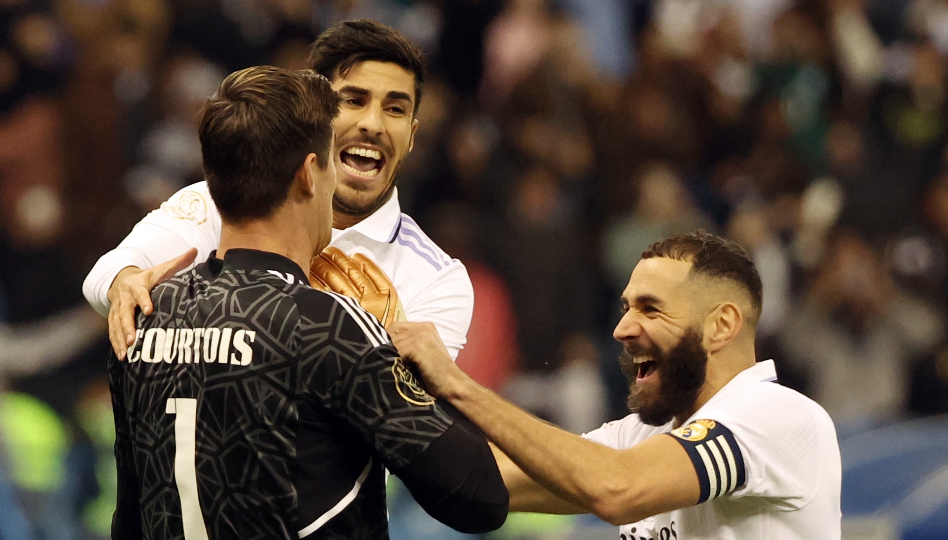 Así festejaron los jugadores del Real Madrid el pase a la final. (Foto Prensa Libre: AFP)