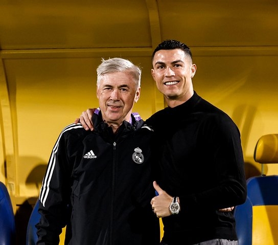 ¡Buena Final! las palabras de Cristiano Ronaldo a Carlo Ancelotti en su visita al entreno del Real Madrid