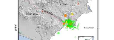 Van 384 sismos registrados entre el 15 de enero y el 19 de enero de 2023 en Jutiapa. (Foto Prensa Libre: Insivumeh)