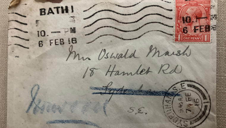 La carta fue dirigida a Katie Marsh, esposa de un comerciante de sellos. BBC
