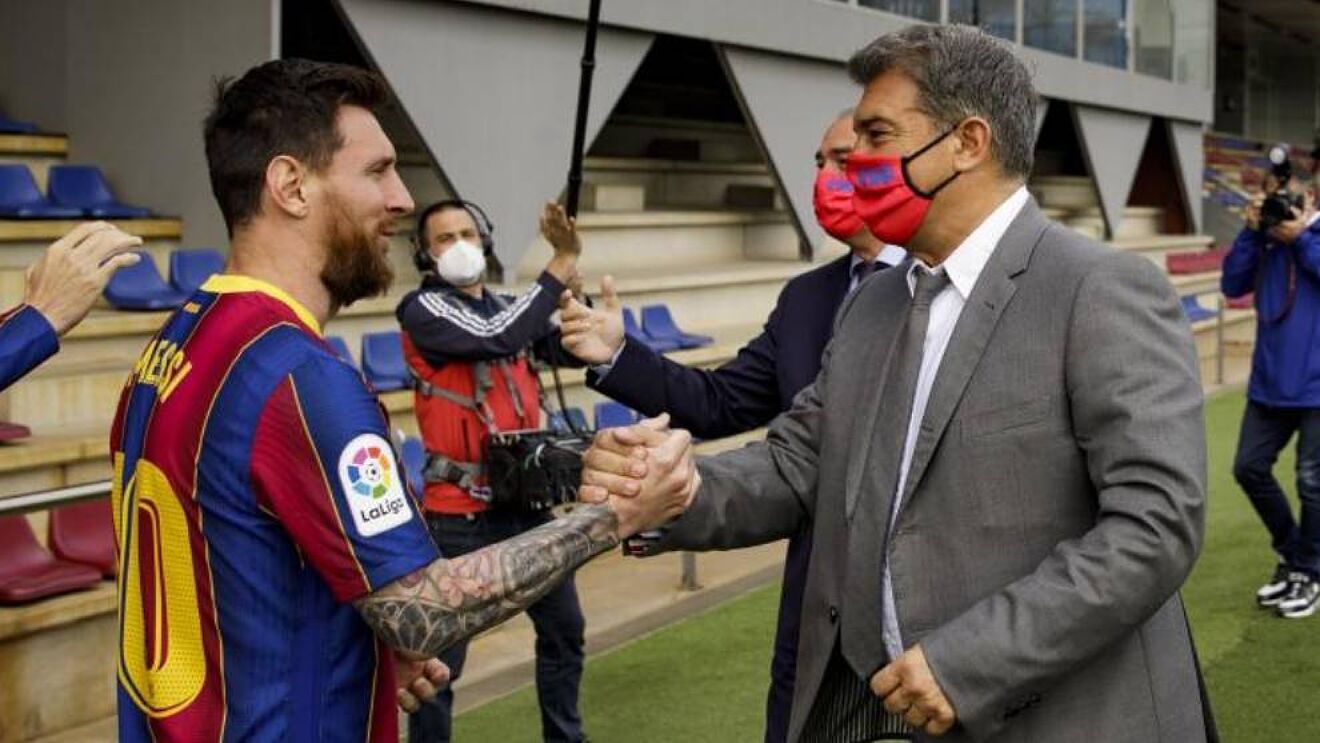 Messi fue el gancho para que Laporta ganara las elecciones y volviera al trono dirigencial del FC Barcelona. (Foto Prensa Libre: Twitter) 