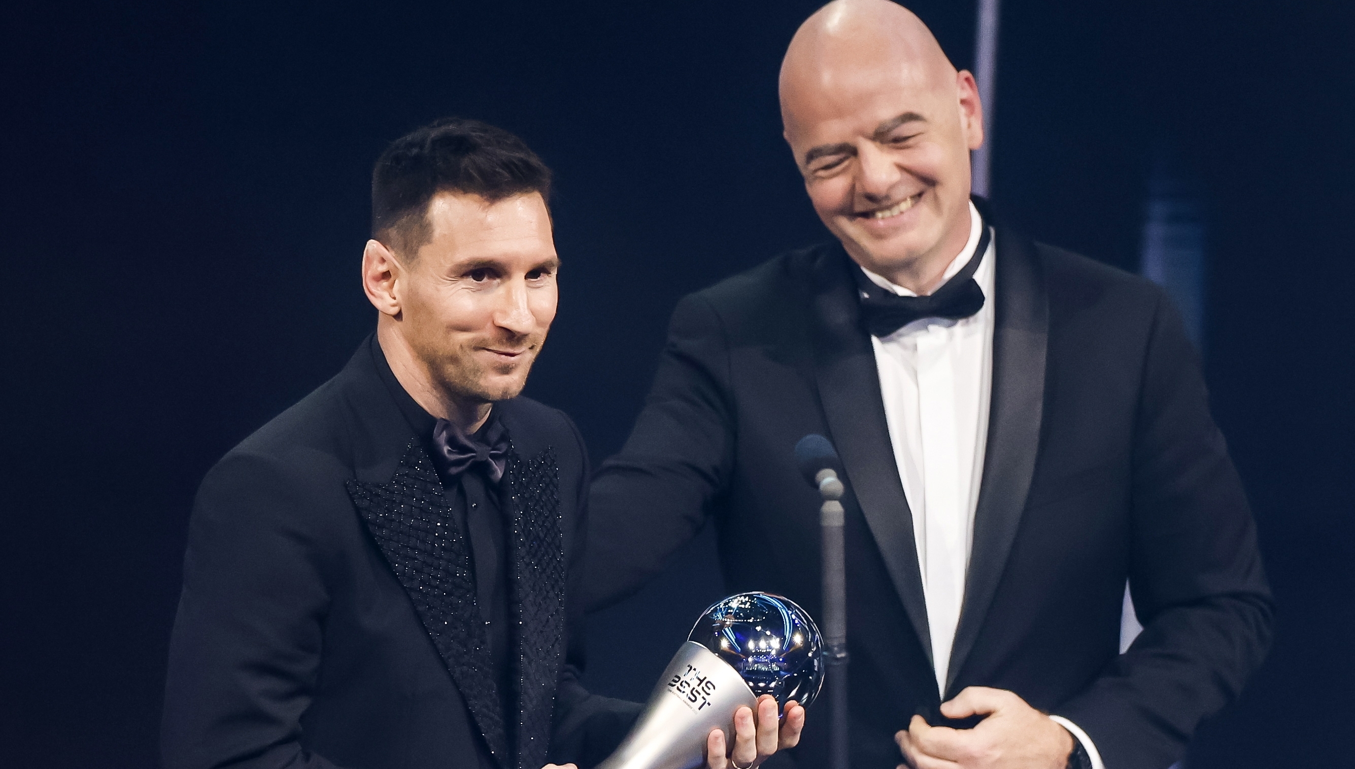 Messi durante la premiación del The Best 2022. Foto Prensa Libre (EFE)