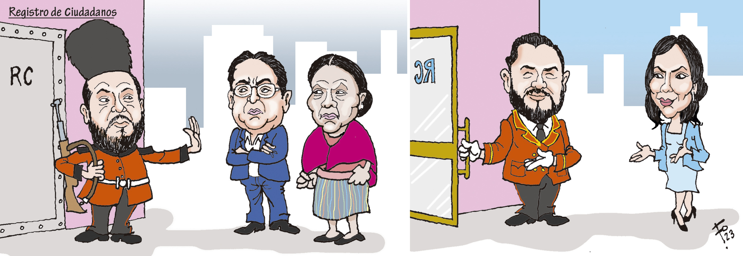 Personajes: Ramiro José Muñoz, Jordan Rodas, Thelma Cabrera y Zury Ríos.