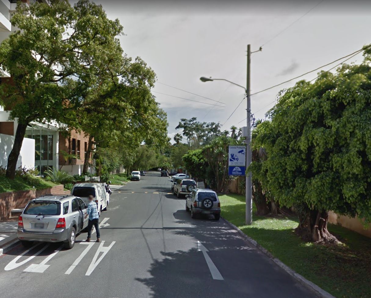 Parte de la 22 avenida B de Vista Hermosa II, zona 15 de la capital. (Foto Prensa Libre: Google Maps)