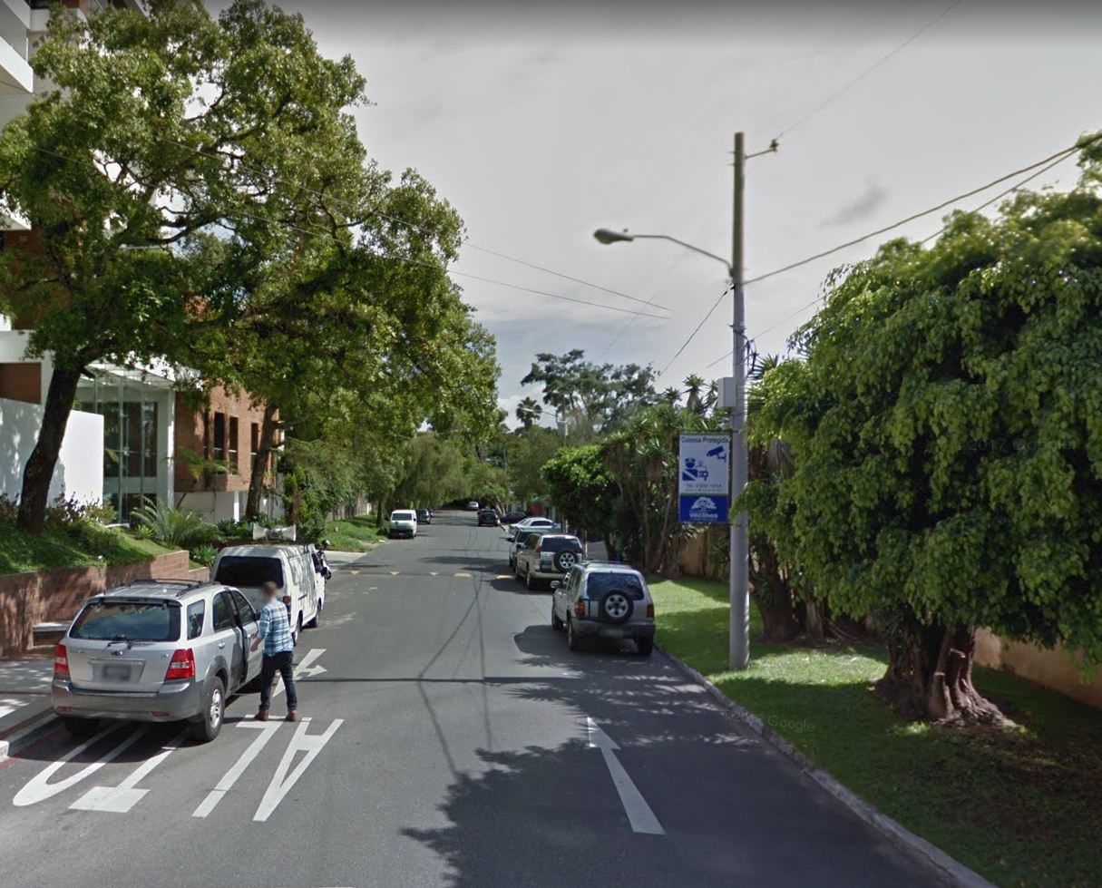 Parte de la 22 avenida B de Vista Hermosa II, zona 15 de la capital. (Foto Prensa Libre: Google Maps)