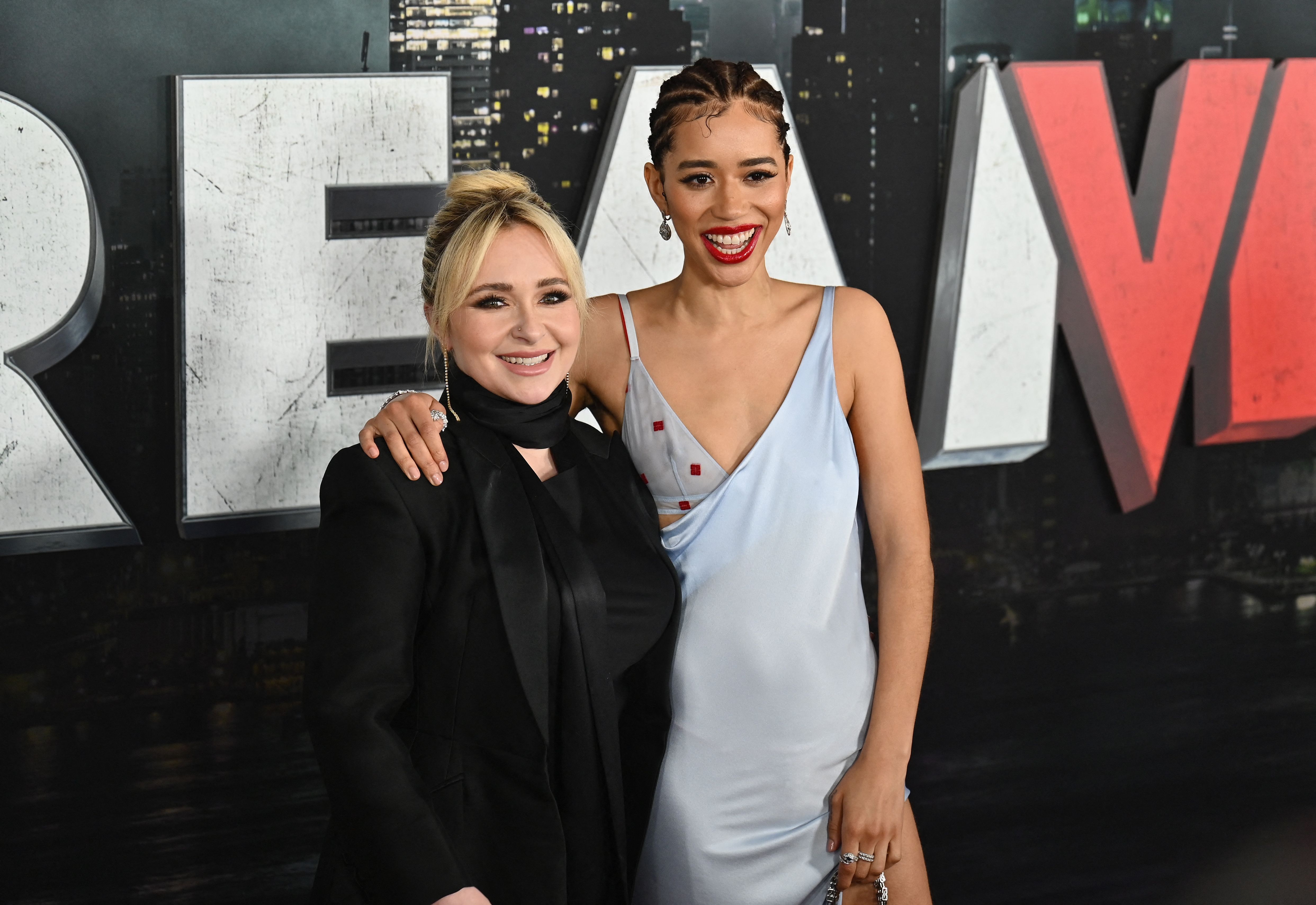 US actresses Hayden Panettiere (L) and Jasmin Savoy Brown arrive for the world premiere of "Scream VI" at AMC Lincoln Square in New York City on March 6, 2023. (Photo by ANGELA WEISS / AFP)