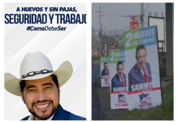 Candidatos presidenciales de Nosotros, Rudy Guzmán, y Sammy Morales, de FCN-Nación, amonestados por hacer propaganda electoral que riñe contra la moral. (Foto Prensa Libre)