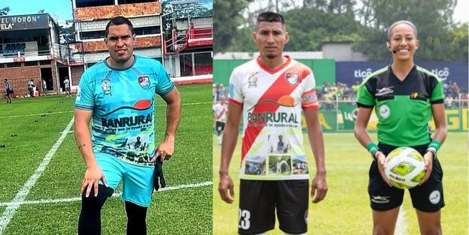El portero Cristian Soto y el capitán Esmailin Blanco, son dos de los cuatro miembros del equipo Amatitlán que fueron sancionados. (Foto Prensa Libre: Cortesía)