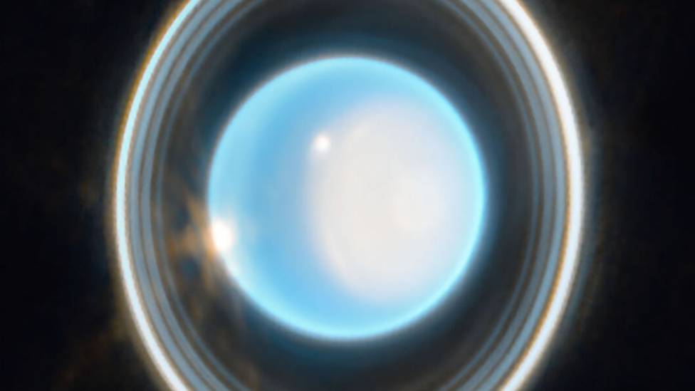 La imagen muestra en extraordinario detalle algunos de los 13 anillos conocidos de Urano. (NASA, ESA, CSA, STScI. Procesamiento de imágenes: J. DePasquale, STScI).  
NASA