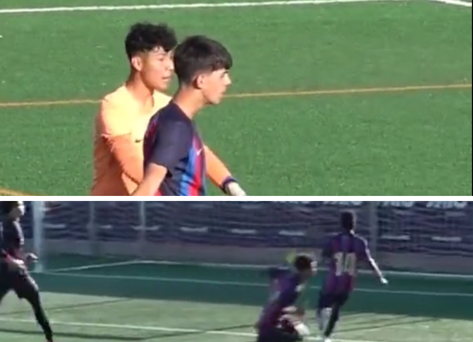 Un juvenil del Barcelona aprovechó un momento para anotar un gol