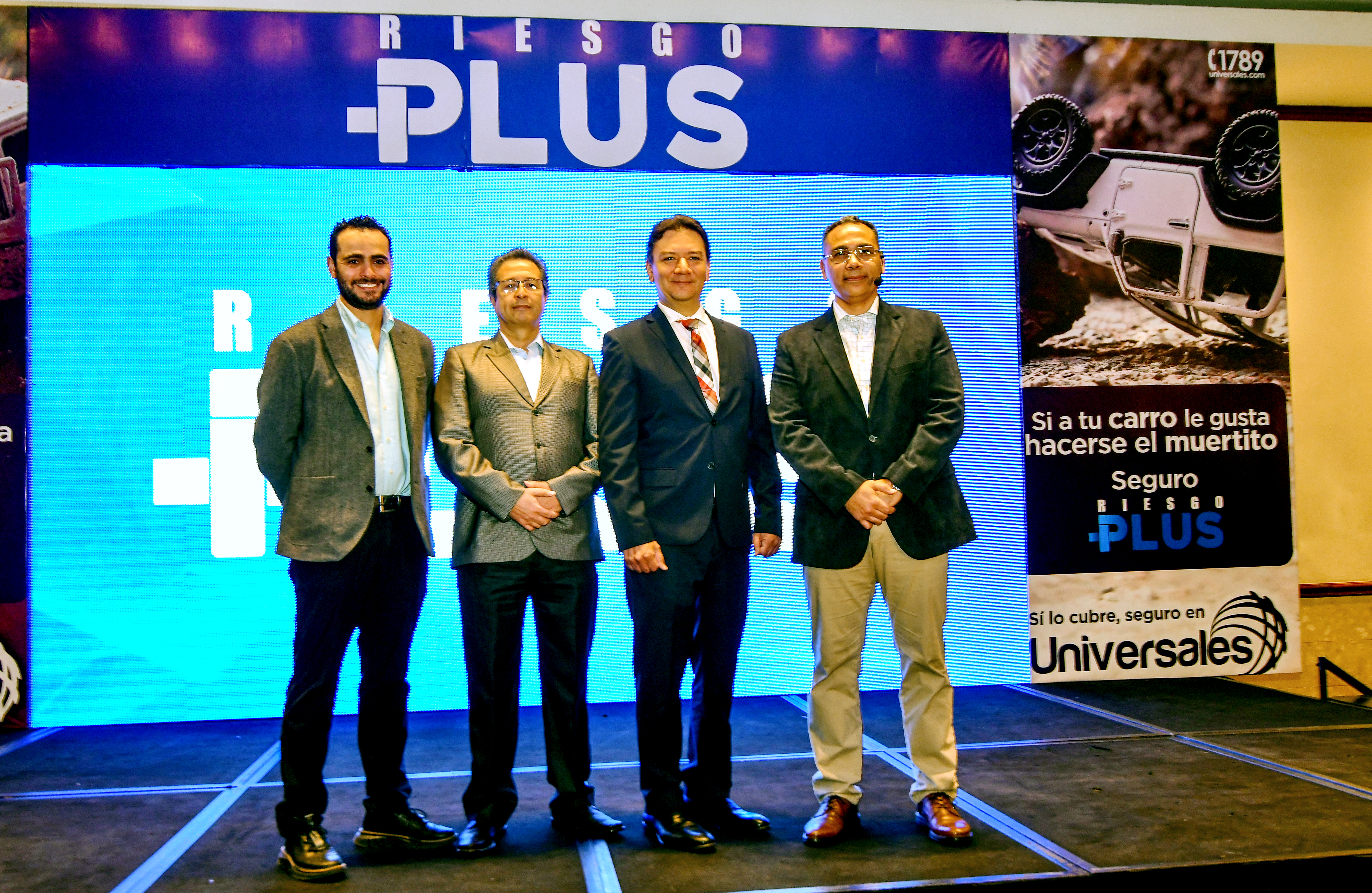 Gerentes de Seguros Universales presentaron el nuevo e innovador producto de su portafolio de seguros para automóvil. Foto Prensa Libre: Sergio Muñoz