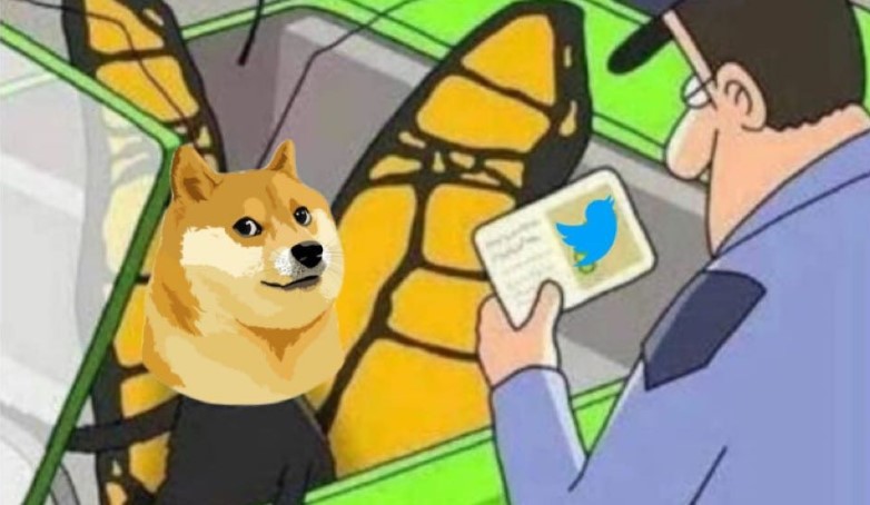 Elon Musk compartió un “meme” sobre el cambio de imagen en Twitter, donde sobresale la imagen de la criptomoneda Dogecoin. (Foto Prensa Libre: Twitter Elon Musk)