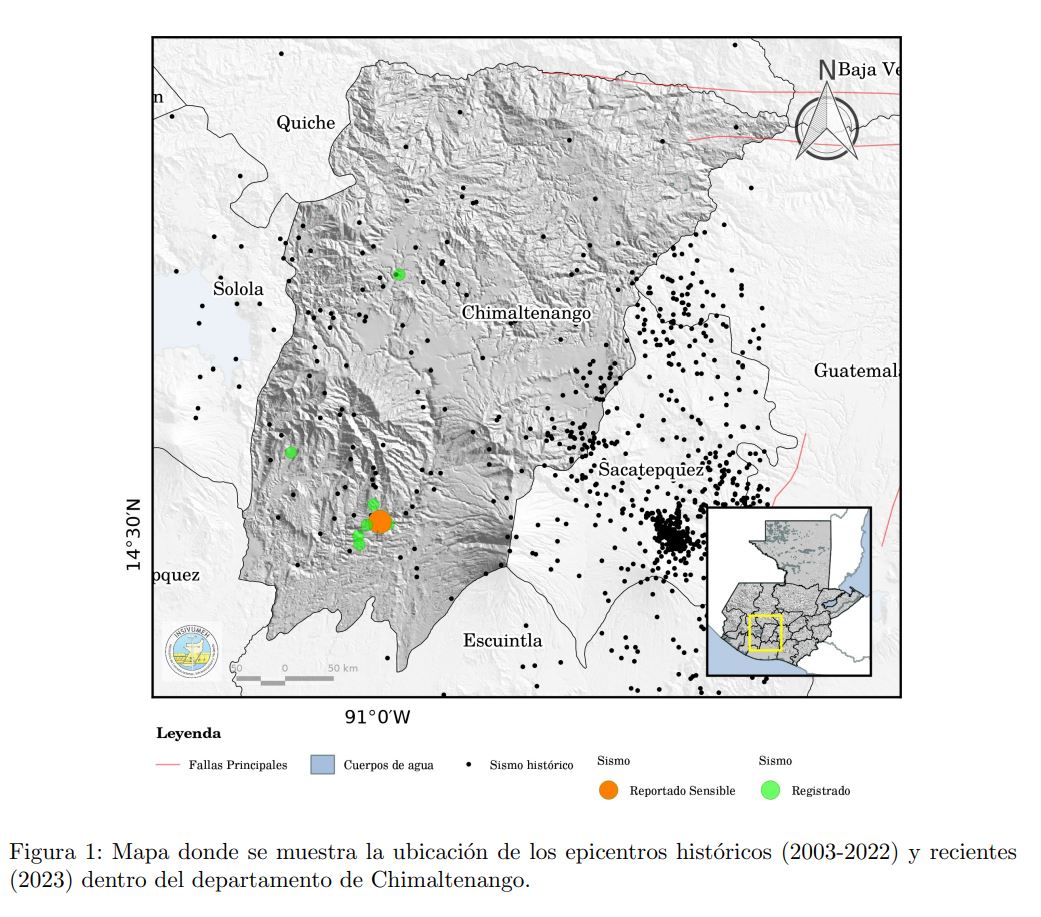 Detalle del Insivumeh sobre sismos ocurridos en los últimos días en Chimaltenango. (Foto Prensa Libre: Insivumeh)