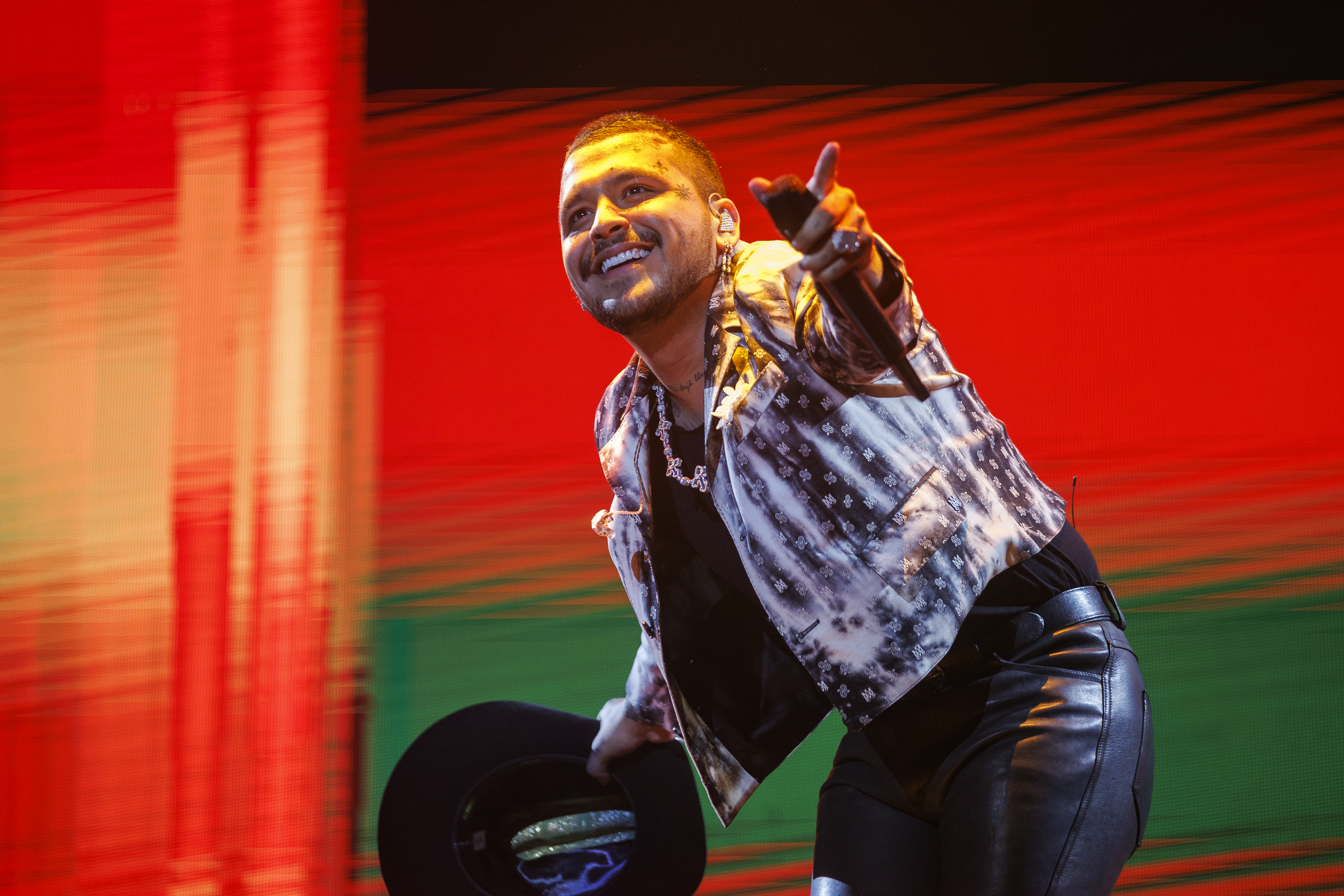 El compositor y cantante mexicano Christian Nodal durante el concierto que ofreció en Madrid, España (Foto Prensa Libre: EFE/Rodrigo Jiménez)