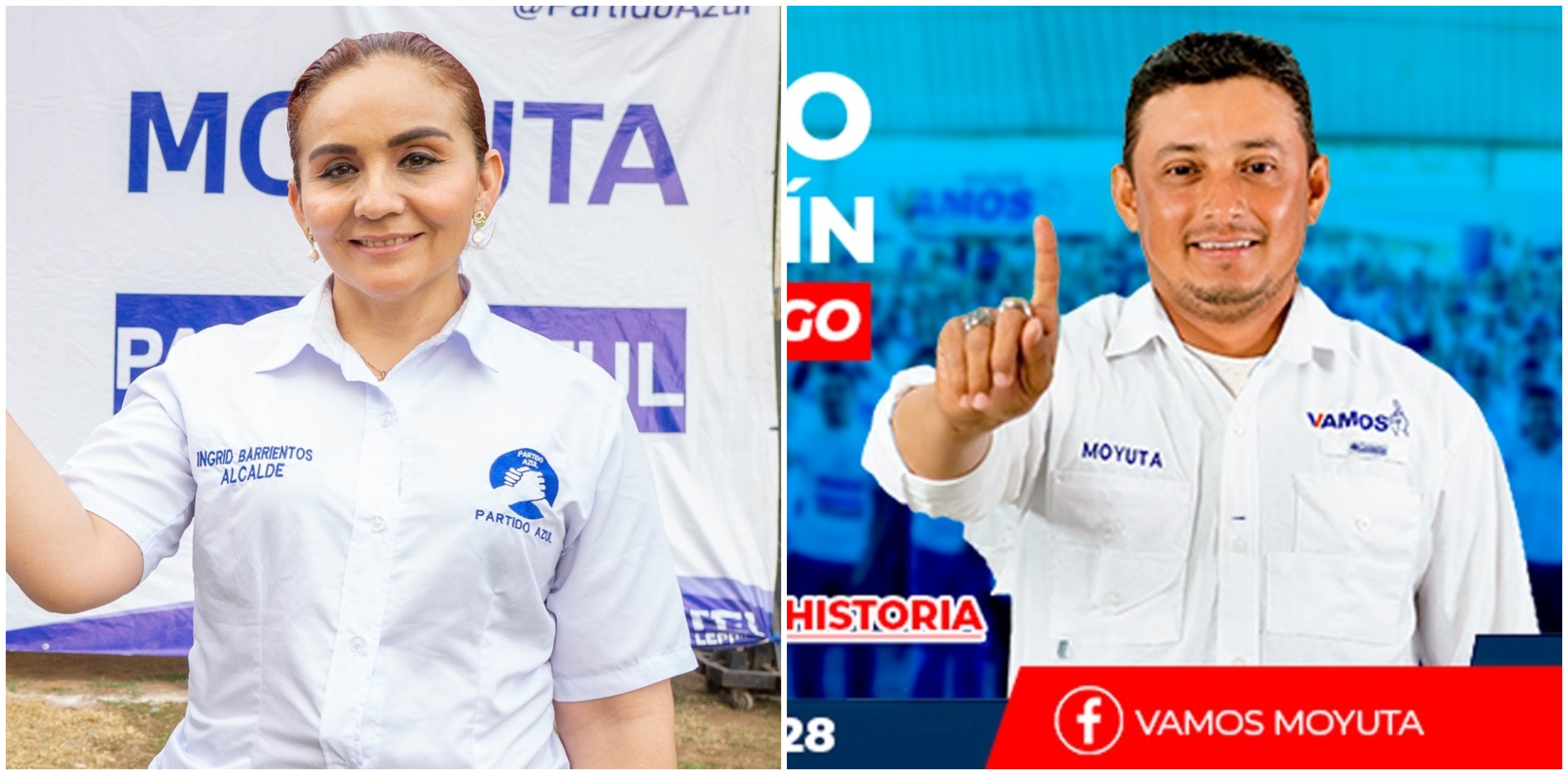 Ingrid Barrientos, candidata a alcaldesa del partido Azul y Roberto Marroquín, que busca otra reelección con Vamos, han cruzado señalamientos en las últimas semanas. (Foto Prensa Libre: Facebook oficial de partidos).