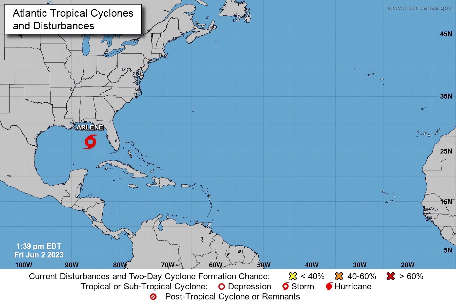 Arlene, la tormenta tropical del Golfo de México
