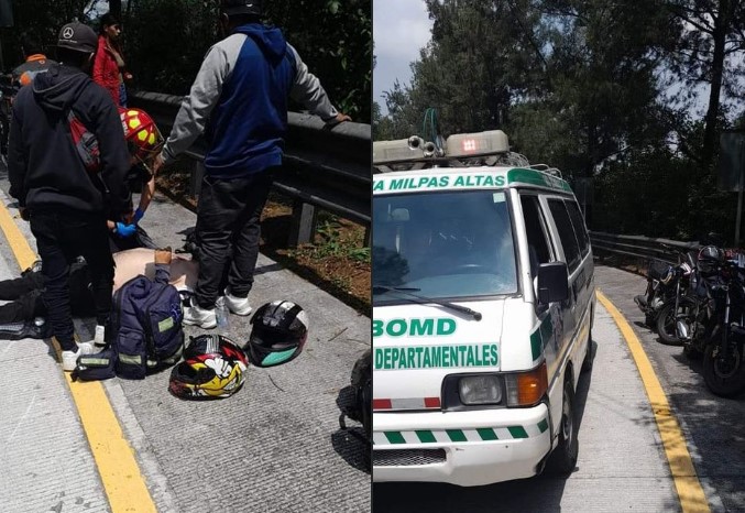 Video: Cámara graba momento en que un motorista derrapa en el asfalto varios metros en ruta hacia Antigua Guatemala