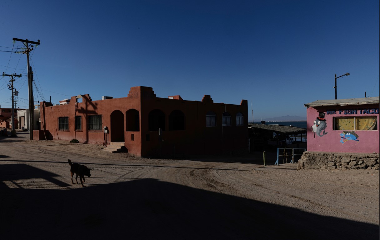 Un vecindario cerca del área donde la empresa israelí IDE Technologies propone construir una planta de desalinización, en el límite occidental de Puerto Peñasco, México, el 17 de abril de 2023. (Adriana Zehbrauskas/The New York Times).