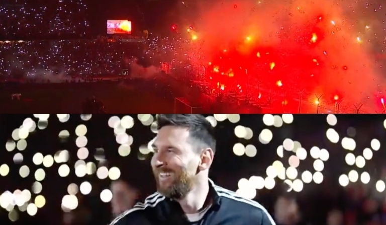 Messi en la despedia de Maxi Rodríguez