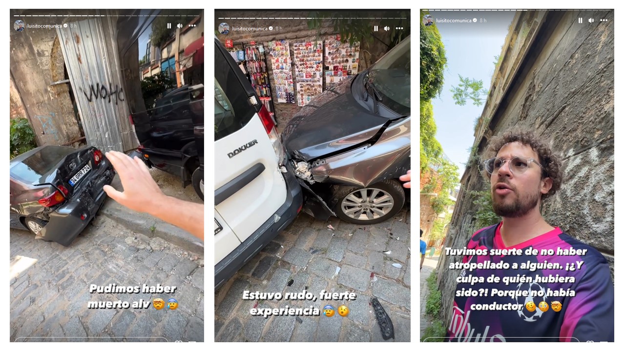 El influencer mexicano narró el accidente a través de sus historias de Instagram, previo a la gran final de la Champions League. (Fotos Prensa Libre: Instagram @luisitocomunica)