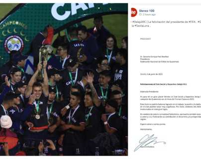 Presidente de la Fifa, Gianni Infantino, felicita a Xelajú MC por el título del Clausura 2023