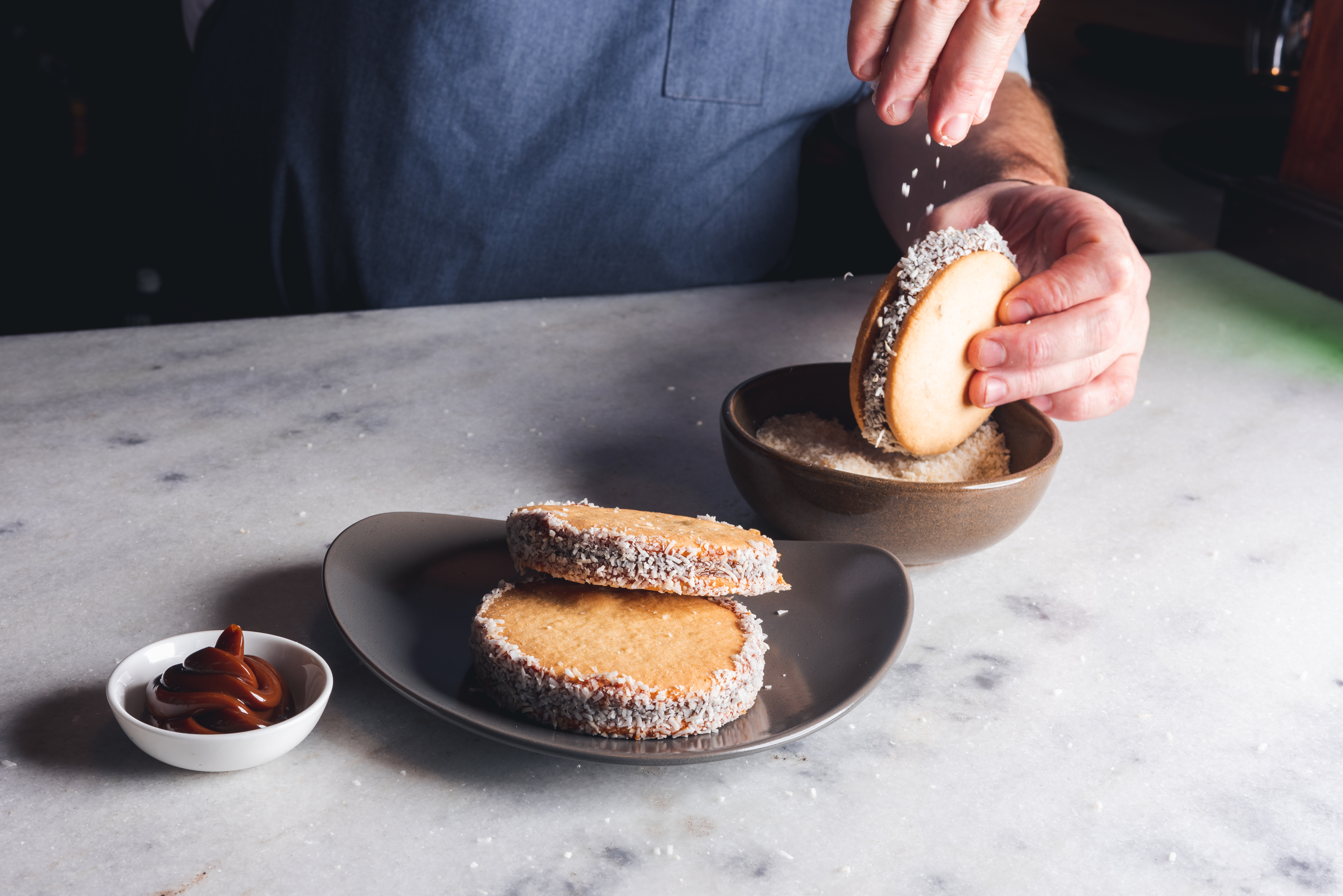 Receta de alfajores argentinos, preparada por el chef Ariel Trod, del restaurante Palermo Buenos Aires. Foto Prensa Libre, cortesía de Ariel Trod.