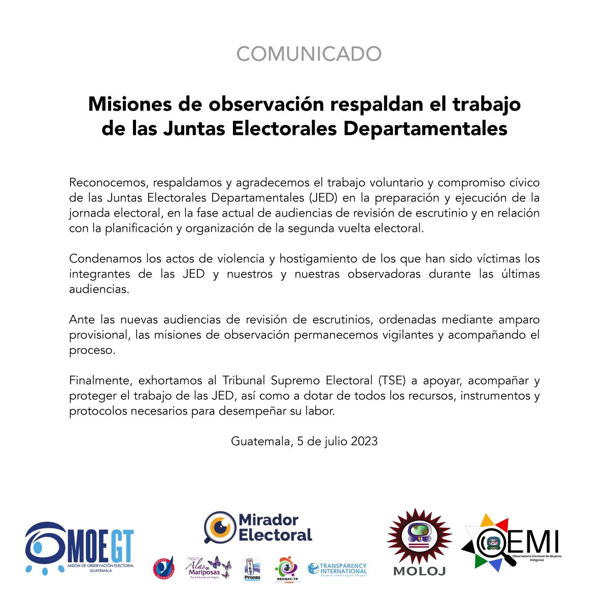 Misiones de Observación respaldan trabajo de las Juntas Electorales ...
