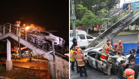 El accidente dejó una persona fallecida en zona 15. (Foto Prensa Libre: Bomberos Municipales) 