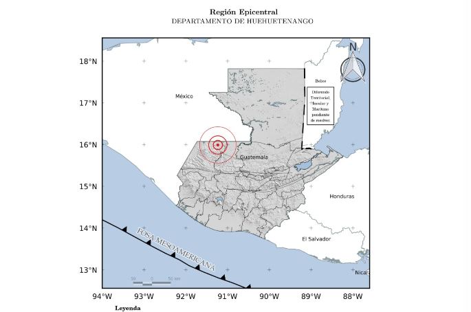 Temblor de 4.4 que se registró en Huehuetenango. (Foto Prensa Libre: Insivumeh)