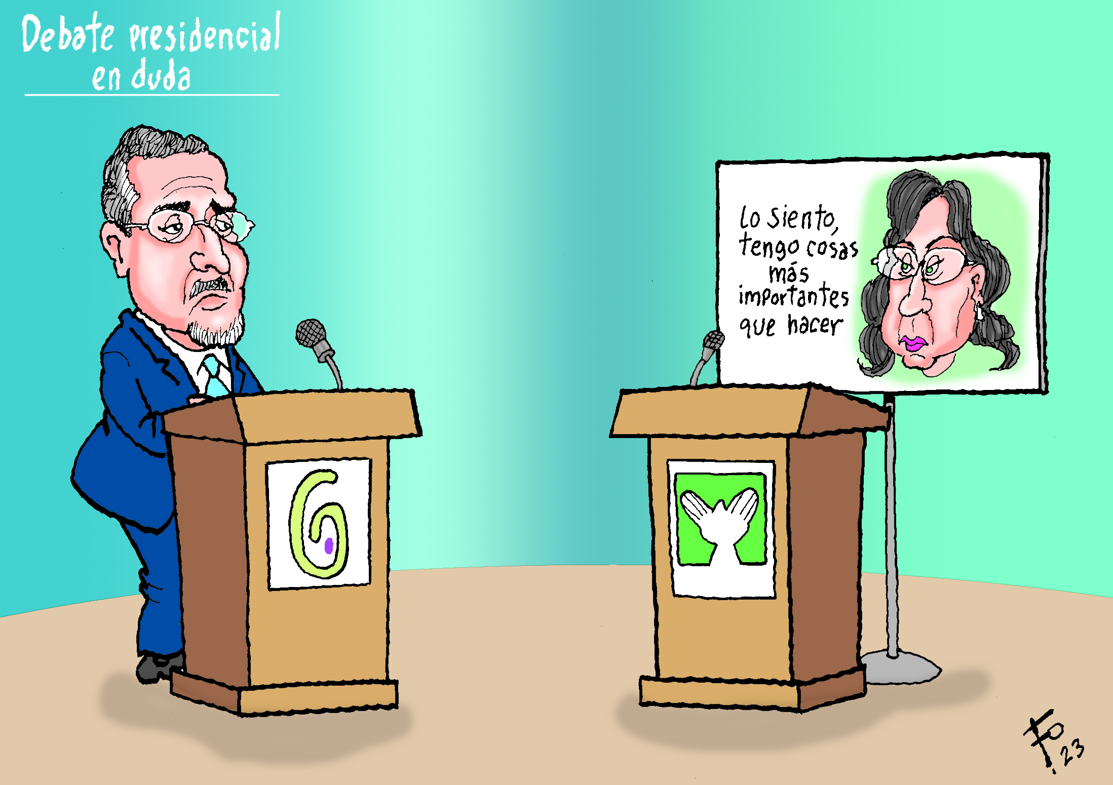 Personajes: Bernardo Arévalo y Sandra Torres.