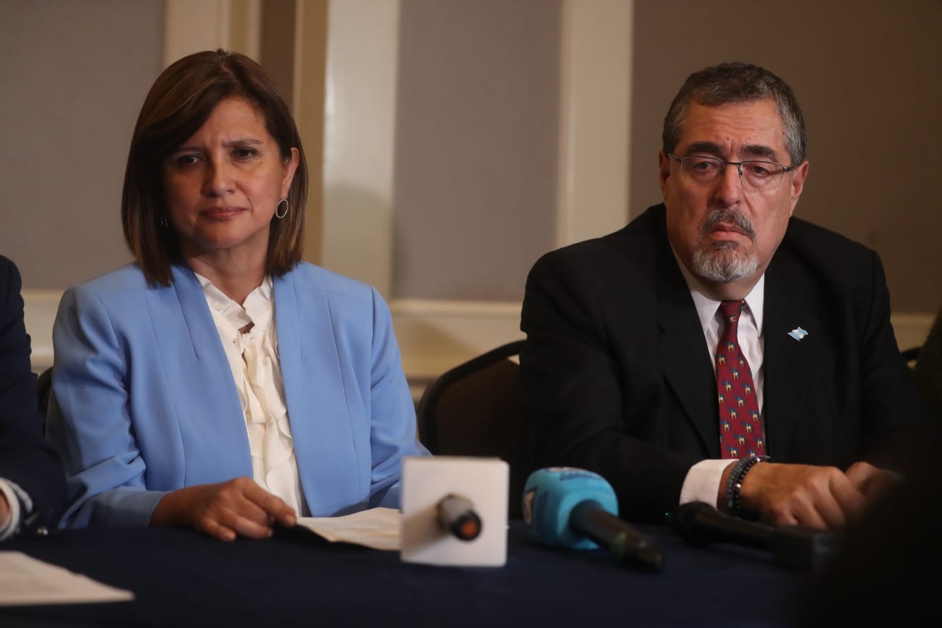 Karin Herrera, vicepresidenta electa, y Bernardo Arévalo, presidente electo de Guatemala. (Foto Prensa Libre: Juan Diego González)