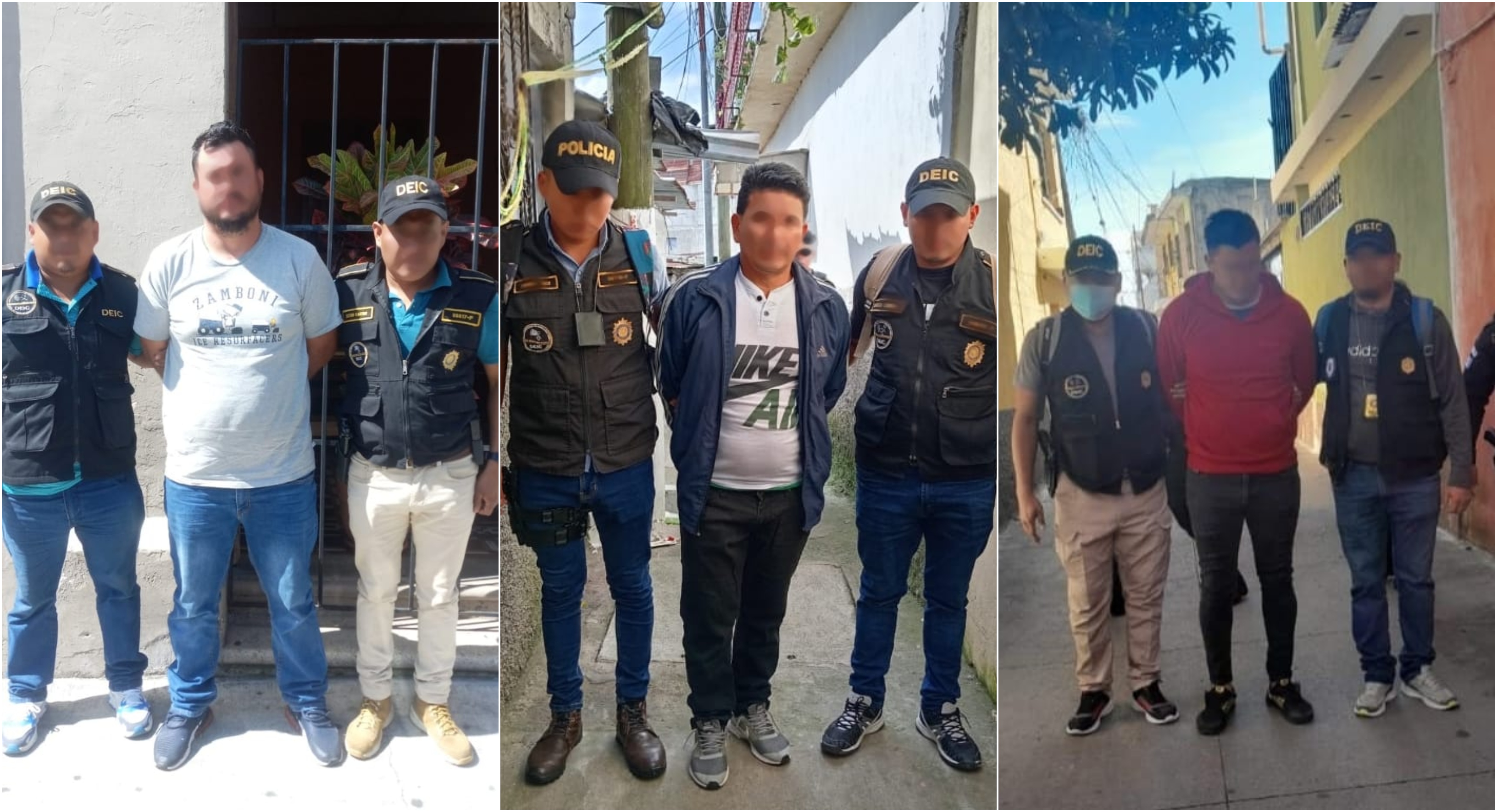 Tres de los siete apresados por las autoridades forman parte de la banda Los del Pacífico, que presuntamente robaba productos varios de camiones en rutas del País. (Foto Prensa Libre: Mingob).