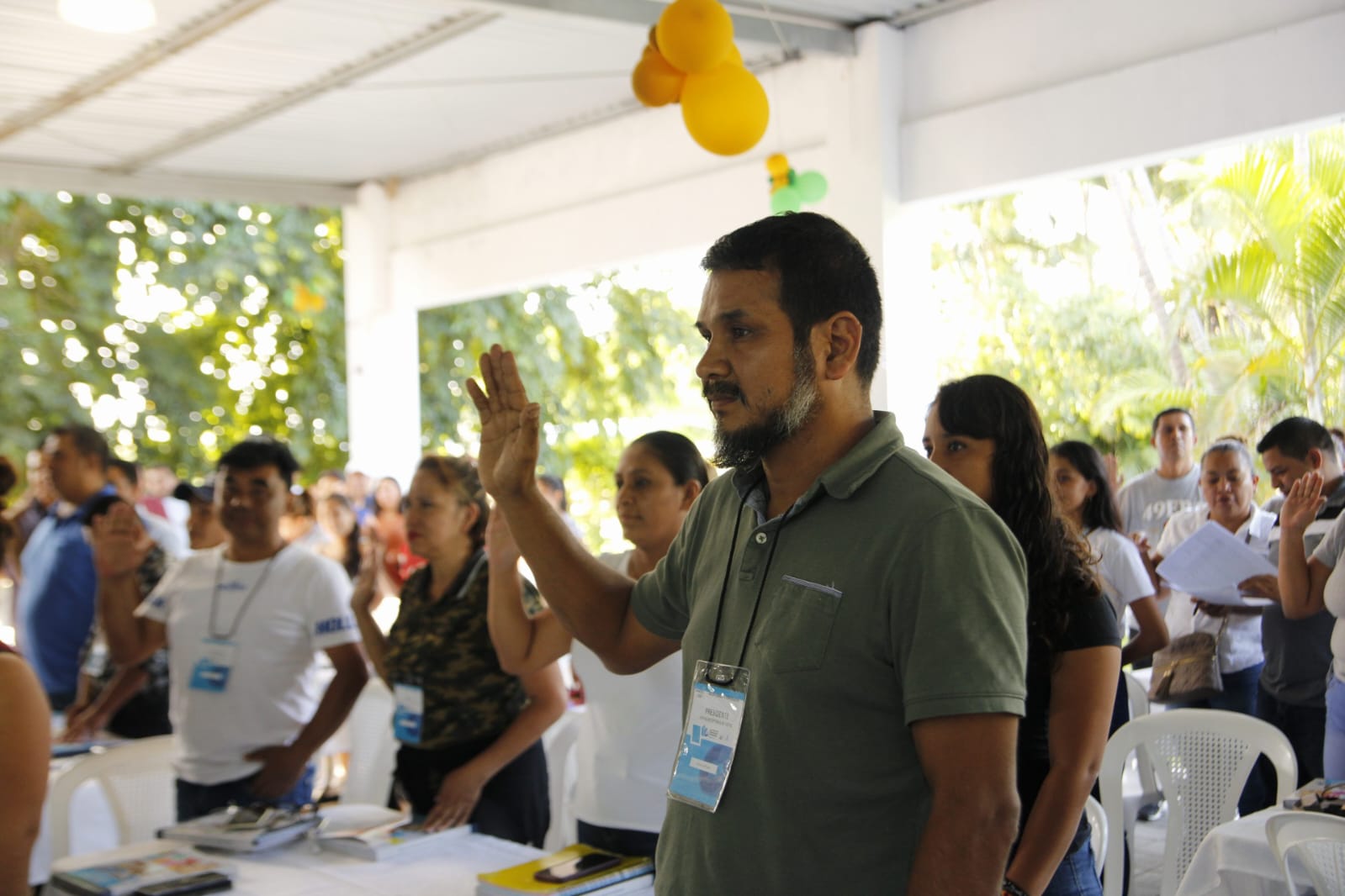 Este sábado, la Junta Electoral Municipal (JEM) de San José del
Golfo llevó a cabo la juramentación y capacitación de 120 voluntarios que formarán parte de las Juntas
Receptoras de Votos (JRV) en el municipio. (Foto Prensa Libre: JEDG).