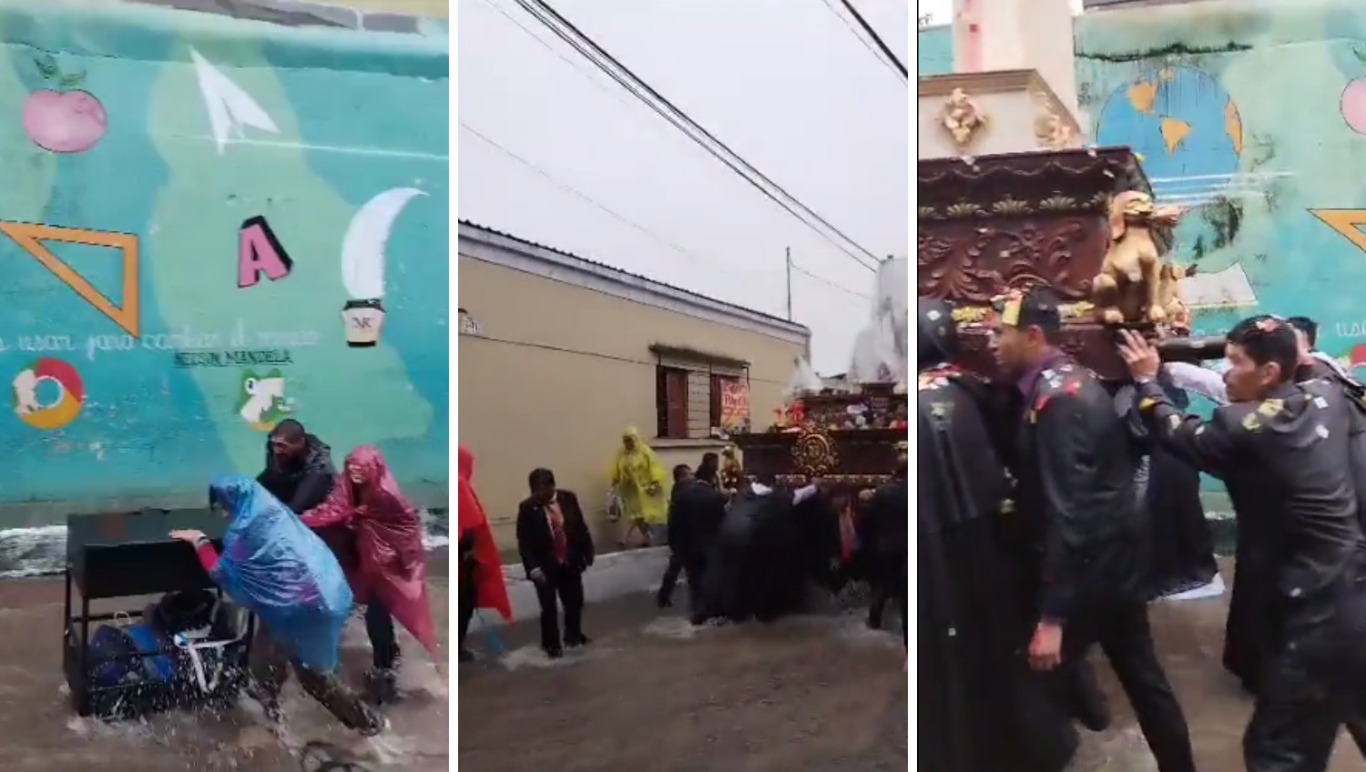 VIDEO | Procesión entre inundaciones: Celebración religiosa en Mixco se ve afectada por intensas lluvias