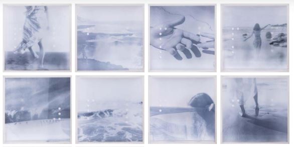Fragmento de "Junto a ti, buscaré otro mar", de Isabel Herrera.  La pieza es integrada con 10 cajas de acrílico con impresión a color, de Polaroid originales.   (Foto Prensa Libre: cortesía Junkabal)