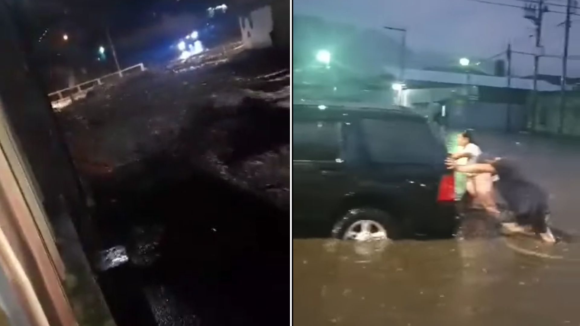 Las intensas lluvias dejaron estragos en Escuintla por un río desbordado y calles inundadas. (Foto Prensa Libre: captura de videos)