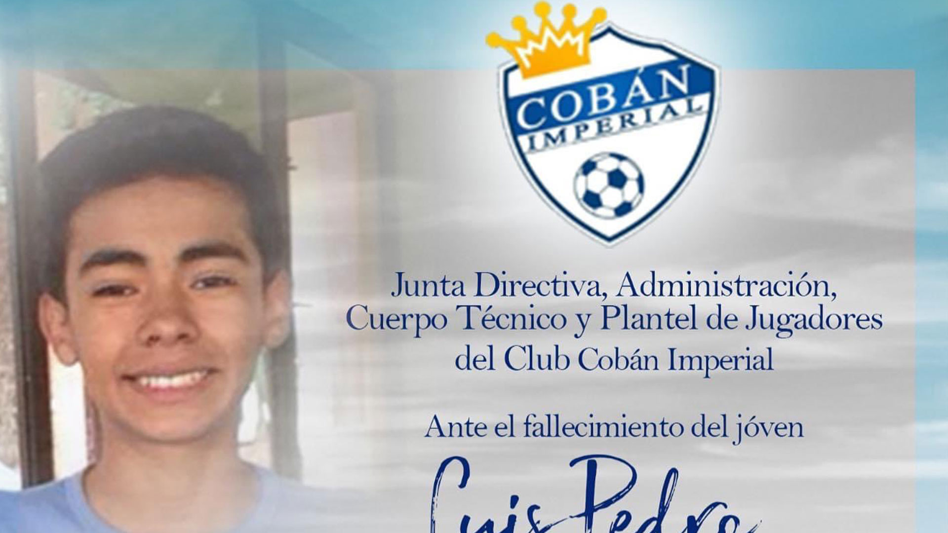 La esquela que sacó Cobán para el hijo de Tránsito.