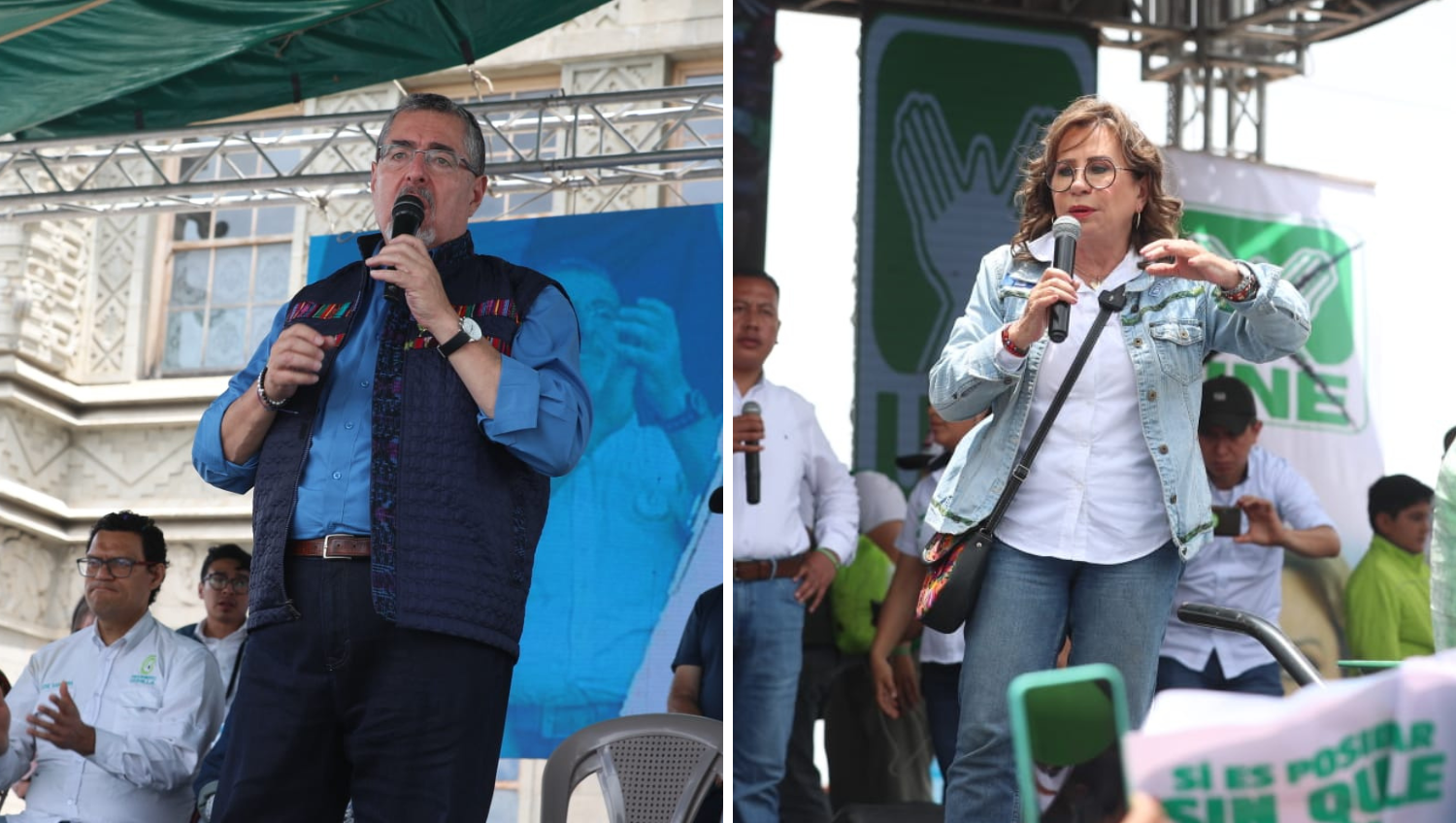 Mientras ambos candidatos visitaban San Marcos, un video con fiscales de la UNE generó polémica.