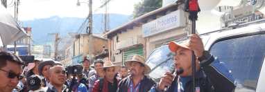 En la manifestación convocada por los 48 Catones de Totonicapán, en la cabecera departamental, exigen la renuncia de la fiscal Consuelo Porras. (Foto Prensa Libre: 48 Cantones de Totonicapán)