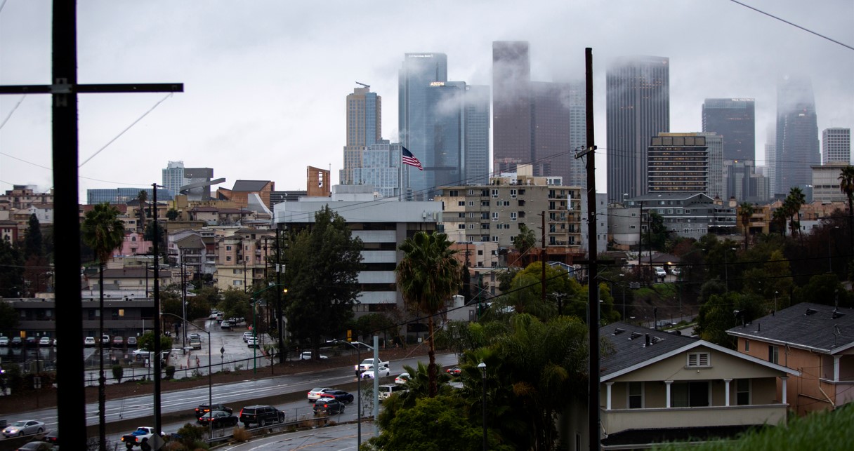 El centro de Los Ángeles en la mañana del 4 de enero de 2023. (Alisha Jucevic/The New York Times)