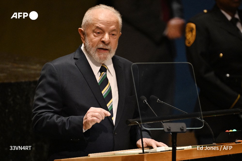Durante su discurso en la ONU, el presidente Luiz Inácio Lula da Silva se refirió a la crisis electoral en Guatemala. (Foto Prensa Libre: AFP)