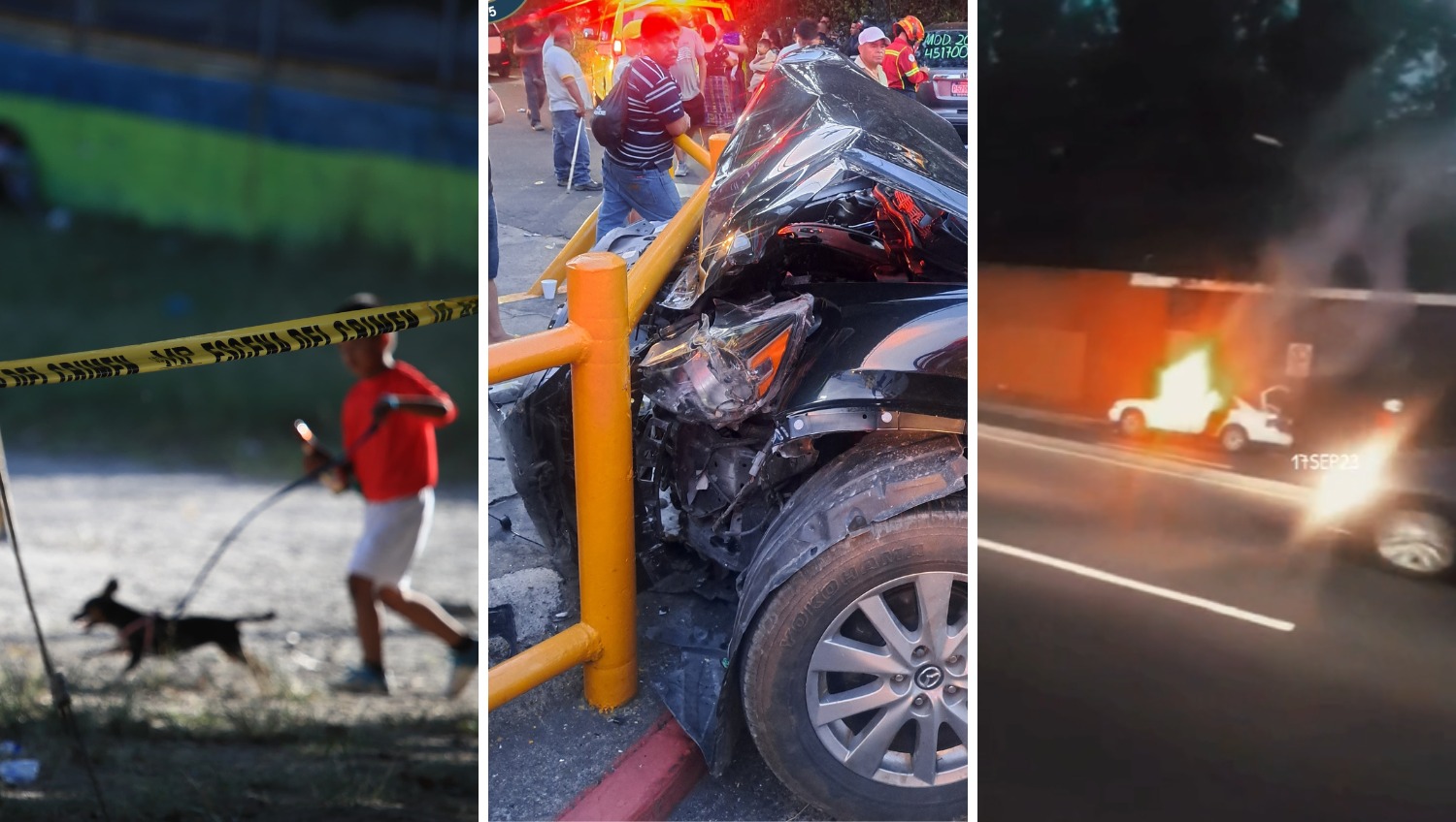 Varios accidentes de tránsito y hechos armados ocurrieron durante este fin de semana largo. (Foto Prensa Libre: Carlos Hernández O., Bomberos Municipales y A. Montejo)