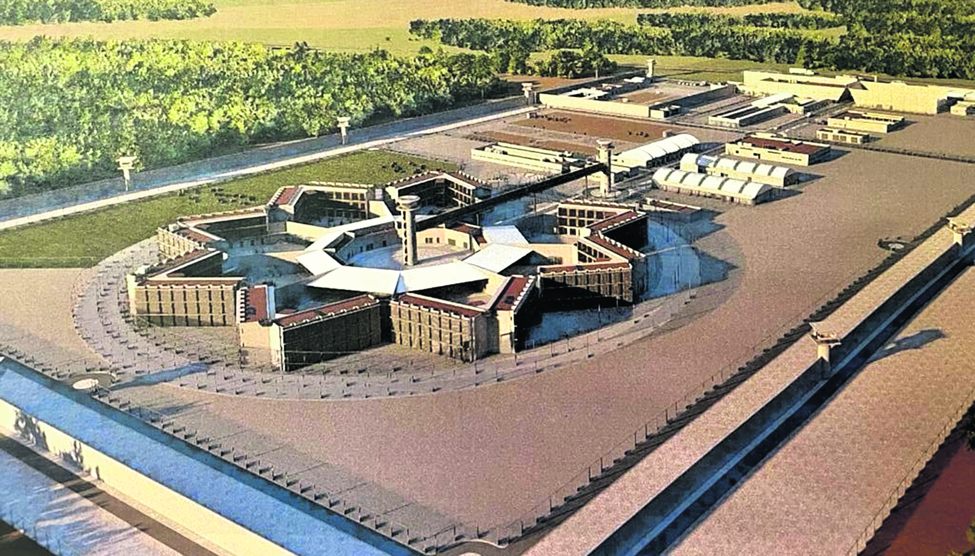 Modelo de la cárcel de máxima seguridad que se construye en Masagua, Escuintla. (Foto Prensa Libre: Hemeroteca PL)
