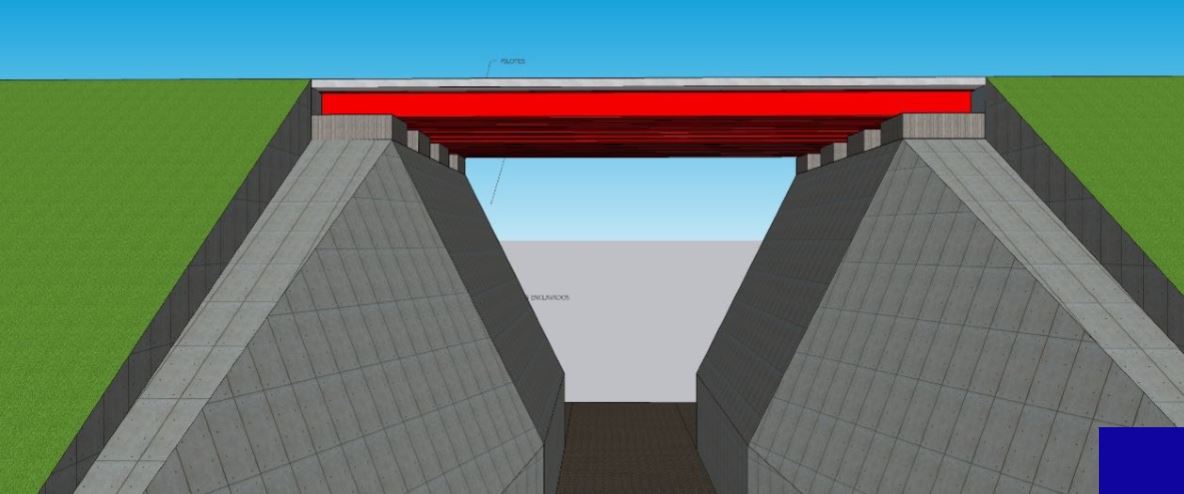 Diseño del puente doble en el área del socavón en bulevar Lourdes, zona 5 de la capital. (Foto Prensa Libre: Municipalidad de Guatemala)