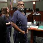 Duane "Keefe D" Davis, 60, arrives in a Las Vegas court on October 19, 2023 for his arraignment on murder charges in the death of rapper Tupac Shakur. Shakur, 25, died on September 7, 1996, six days after being shot while in a car near the Las Vegas Strip. (Photo by John Locher / POOL / AFP)