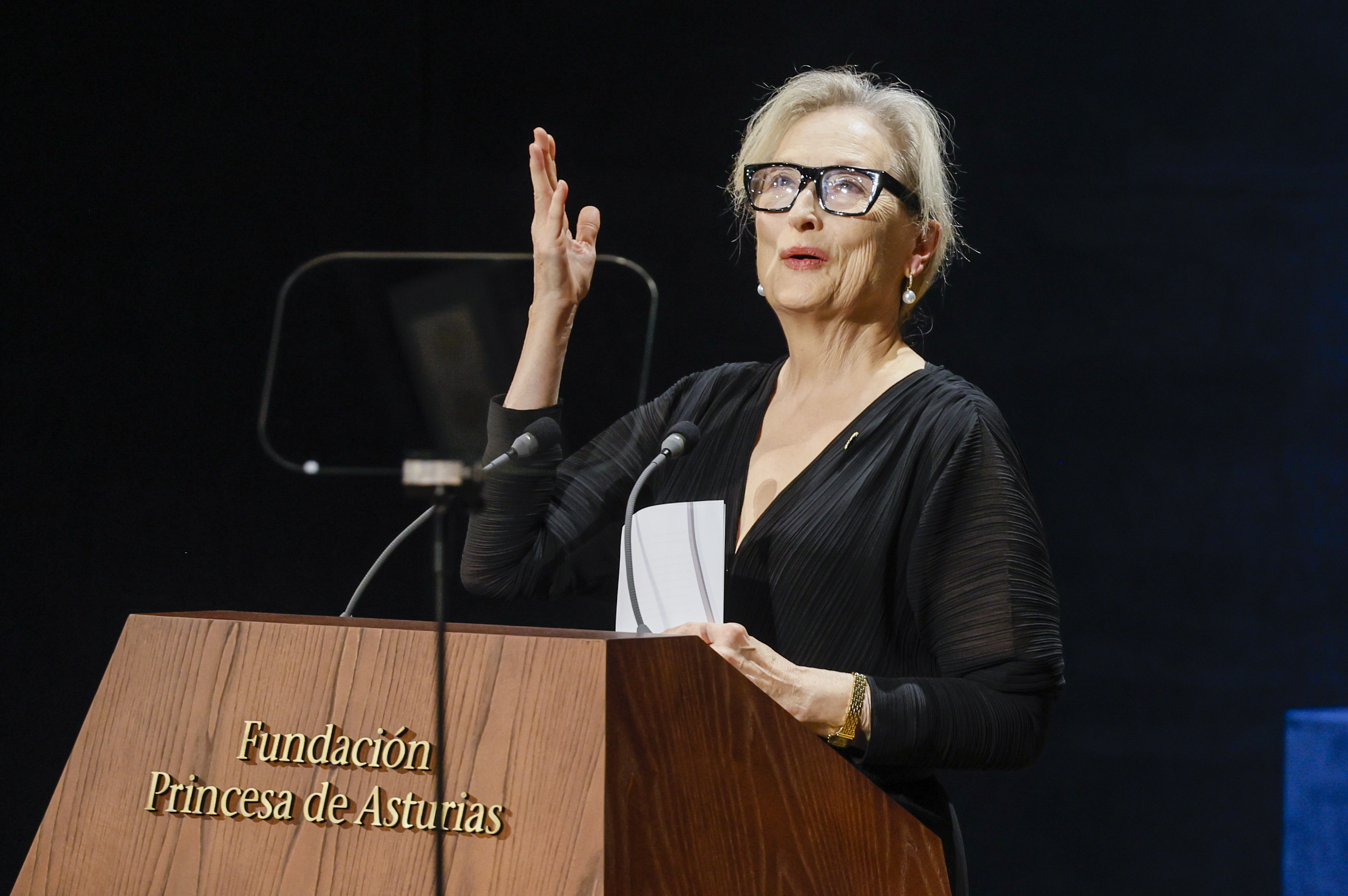 La actriz estadounidense Meryl Streep, Premio Princesa de Asturias de las Artes interviene durante la gala de la 43º edición de los premios.  (Foto Prensa Libre: EFE)