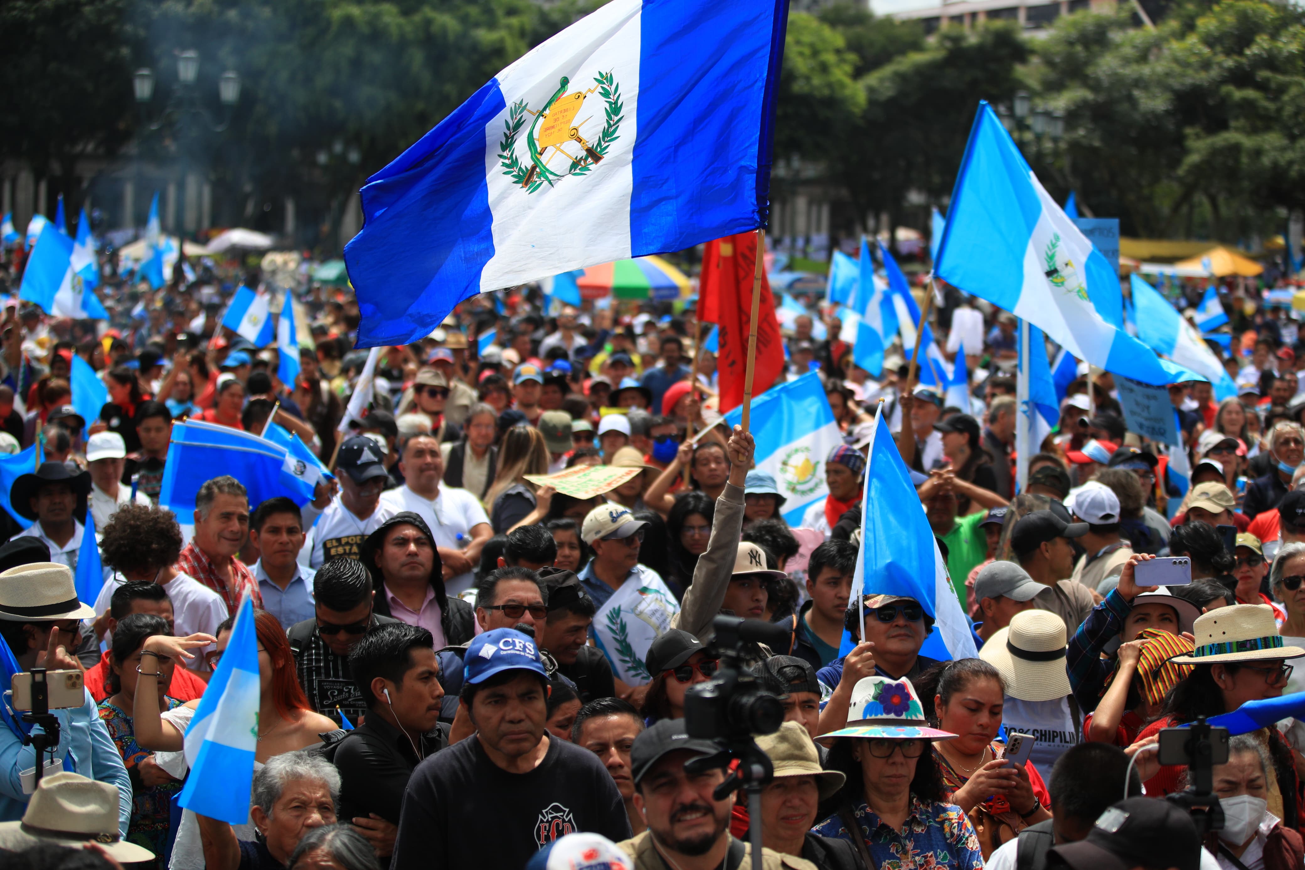 Las autoridades ancestrales han liderado movilizaciones desde el octubre pasado. 
 (Foto Prensa Libre: Hemeroteca PL).