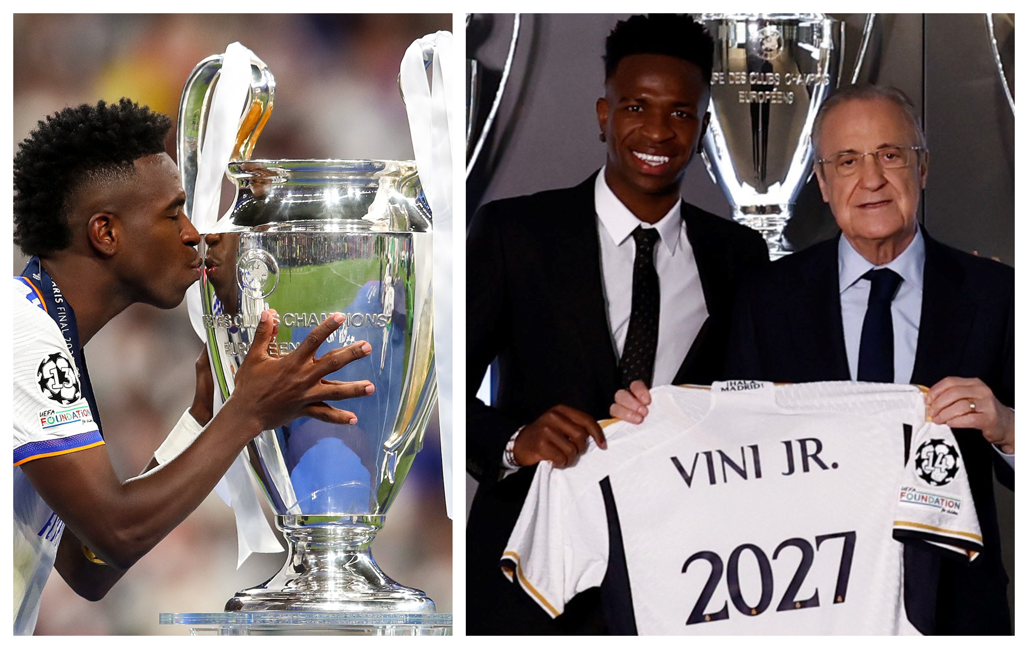 Vinicius amplió su contrato con el Real Madrid hasta el 2027. (Fotos Real Madrid).