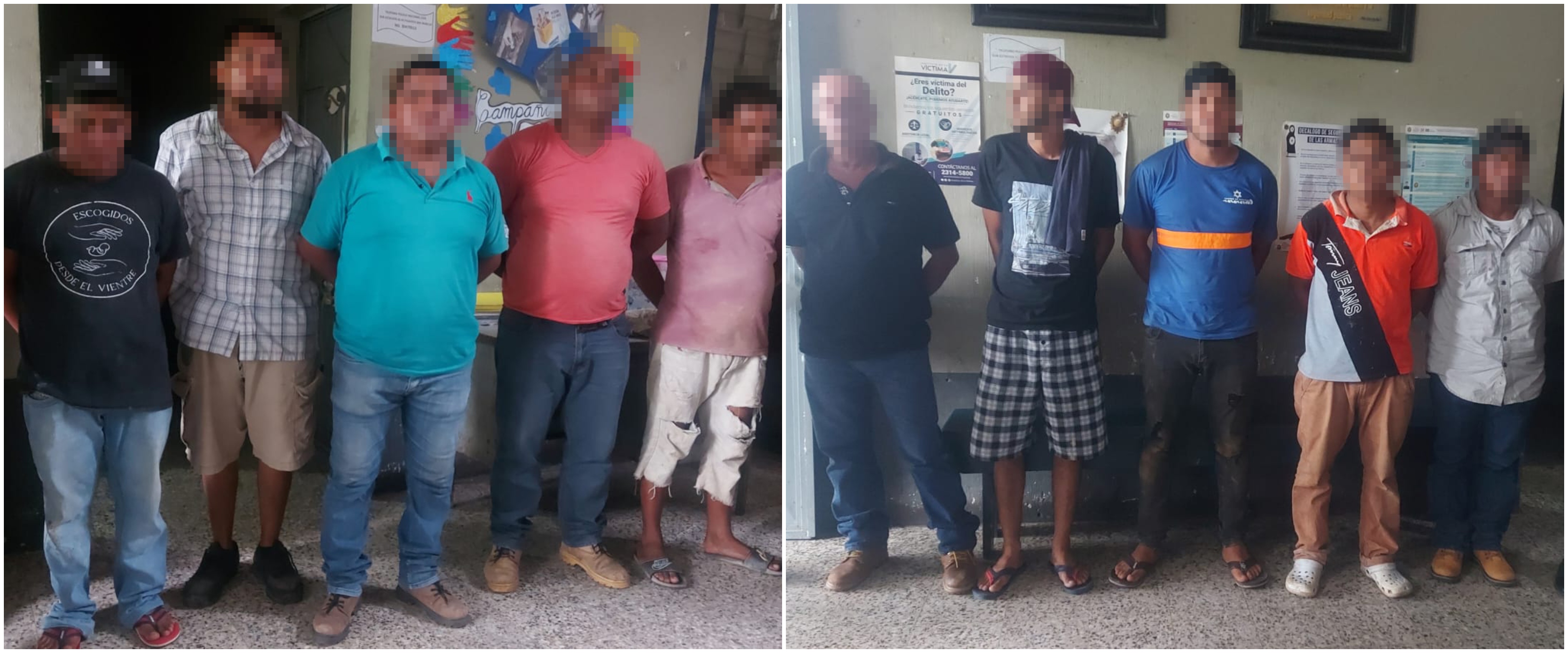 Estos son los sujetos capturados este 16 de octubre en Malacatán, San Marcos, sindicados de haber disparado a manifestantes en un bloqueo carretero. (Foto Prensa Libre: Mingob).